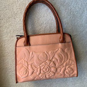 Patricia Nash Paris Rose Tooled Small Satchel/Crossbody